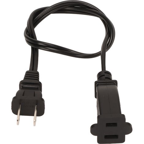 Rallonge électrique étanche et ignifugée à 2 broches pour câble NEMA 1 15P vers 1 15R, prise américaine, 125 V, 50 cm (19,7 po). (1/5)