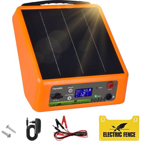 32KM Clôture électrique, 6-12 KV Contrôleur pour Chevaux, 2 J Clôture électrique avec Batterie pour Volaille, Bétail, Animaux Domestiques et Protection de Jardin (1/5)