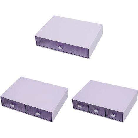 Boîtes de rangement avec tiroirs à motifs stripe violet [1, 2, 3 tiroirs] (1/5)