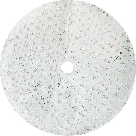 Jupe d'arbre de noël blanche, courte peluche, flocon de neige, coussin rond, tapis, tablier, décoration de la maison (1/5)