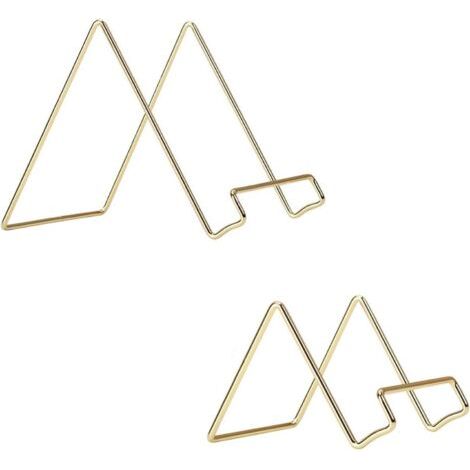 Sollbry 2 pcs Support D'affichage en Fer, Présentoir D'art Décoratif, Or Petit Ssupport de Plaque de Chevalet en Fer, Support pour Tablette et Téléphone, Photo Présentoir (1/4)