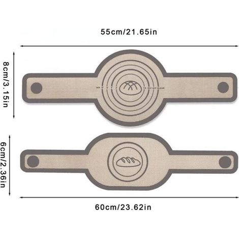 Tapis cuisson silicone antiadhésif lot2,fours hollandais boucles pain,ovale rond,poignées,≤230°C,réutilisable (1/5)
