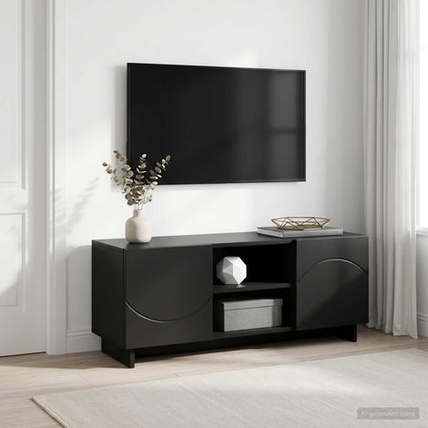 vidaXL Soporte de TV 90 x 34.5 x 40 cm Negro Madera de ingeniería (1/5)