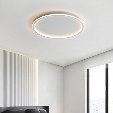 Plafonnier rond fin et plat moderne à fixation encastrée pour chambre, 100-265V, lumière chaude, blanc 30cm (1/4)