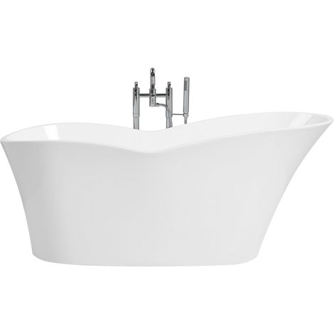 Bañera independiente acrílico sanitario blanco brillante ovalada 170 x 80 cm minimalista moderno Dulcina (1/5)