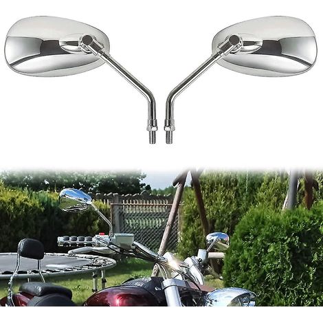 Rétroviseurs universels chromés pour motos Honda, Suzuki, Aprilia et scooters cruiser (lot de 2) - Argent (1/3)