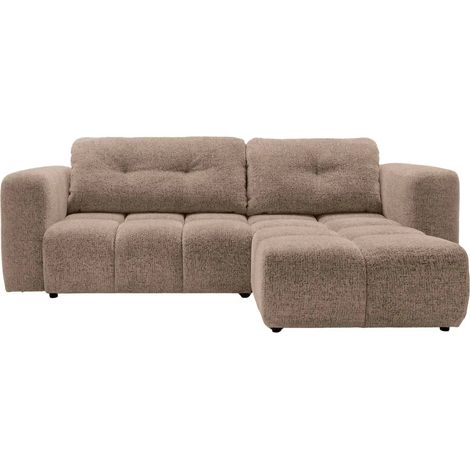 ROMY 3 PLACES - Canapé d'angle convertible tissu chenille 3 places - Café