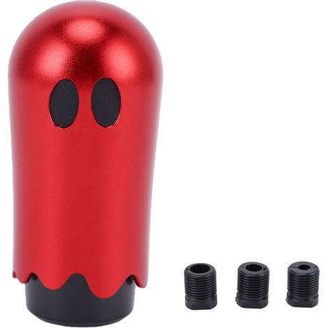Pommeau levier vitesse fantôme aluminium lesté pour voiture avec 3 adaptateurs filetés, rouge (1/5)