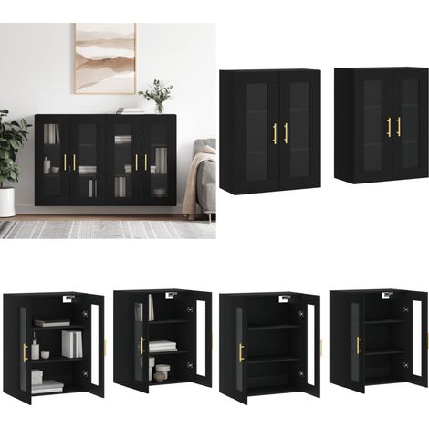 Wandschränke 2 Stk. Schwarz Holzwerkstoff - Holzwerkstoff - Schrank (1/5)