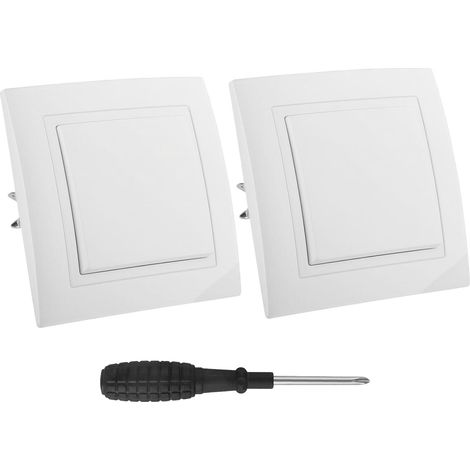 2 Pièces Interrupteur va et Vient Interrupteur Mural Interrupteurs Encastrable 10 A 250 V Bouton Interrupteurs Simple Interrupteur Extra Plat, pour Escalier Couloir Coucher à Chambre (Blanc) (1/5)