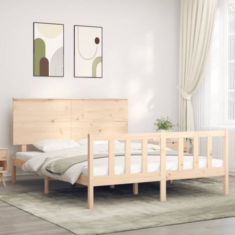 Bed Frame without Mattress King Size Solid Wood Pine vidaXL (1/5)