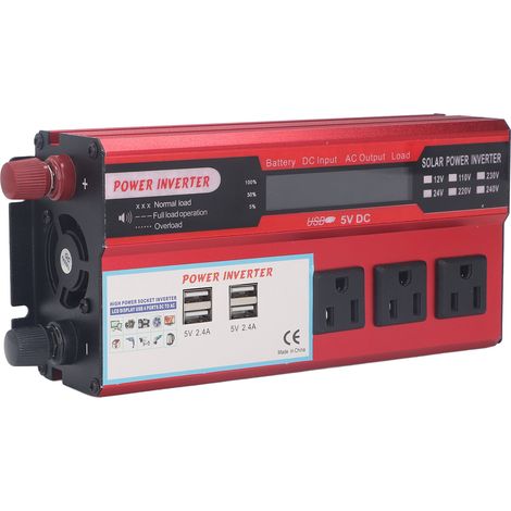 Onduleur Voiture 500W, 3 Prises AC 110V US, 4 Ports USB, Écran LCD, Sinus Modifié, Convertisseur 24V DC 20-30V Réglable (1/5)