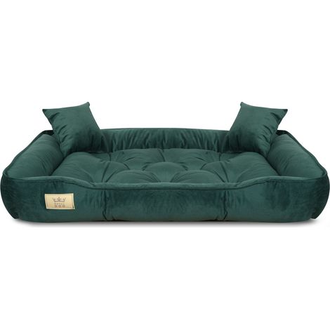 Hundebett, Laufstall, 130x105 cm, dunkelgrüner Samt