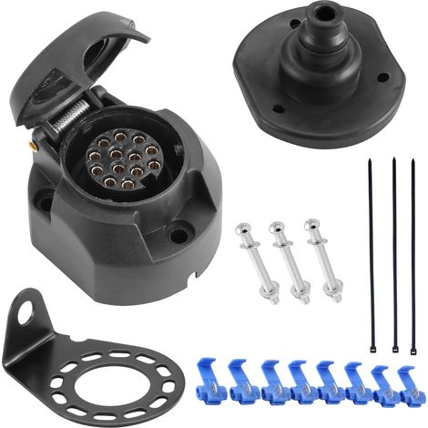 Prise remorque 13 Broches Femelle,12V Prise Attelage 13 Broches Femelle étanche,Connecteur Adaptateur Prise pour remorques,caravanes,avec Support de Montage et Joint arrière étanche (1/5)