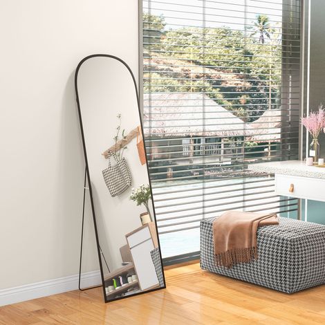 Espejo de pie de cuerpo entero 50 x 161,5 cm en aluminio negro, plegable y orientable HAVRYA (1/5)