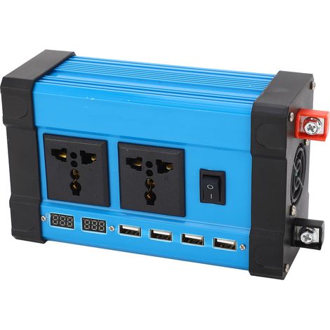500-W-Wechselrichter mit modifizierter Sinuswelle, 12-V-auf-110-V-Wandler mit dualem LCD-Display, 4 x 4,2-A-USB-Anschlüssen, Kfz-Stecker und zwei Netzsteckdosen, Reiseladegerät (1/5)