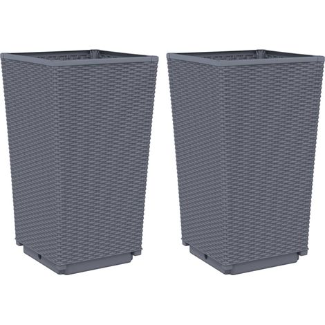 Vaso per fioriera aiuola rialzata piante fiori giardino terrazze set da 2 32,5 x 32,5 x 57 cm PP grigio 020038938