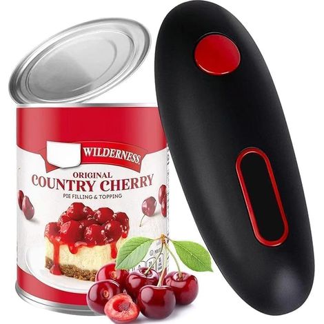 Ouvre-boîte électrique : ouvre-boîte automatique à une touche, conception portable et gadget de cuisine à bord lisse pour les personnes âgées souffrant d'arthrite. (1/4)