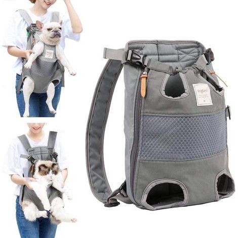 Hunde-Rucksack – Hundetragetasche – Verstellbar, Tragkraft bis 10 kg – 1 Stück – Ideal für Spaziergänge – Grau (1/5)