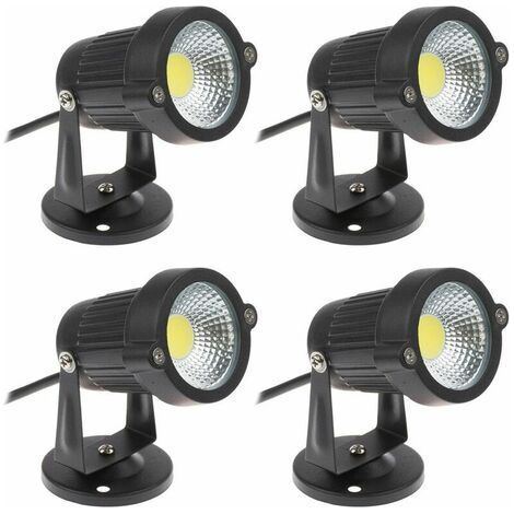 Lot de 4 Spot LED Cob 5W 220V Spots Jardin Orientables Luminaires Extérieur Jardin Terrasse-Blanc Froid