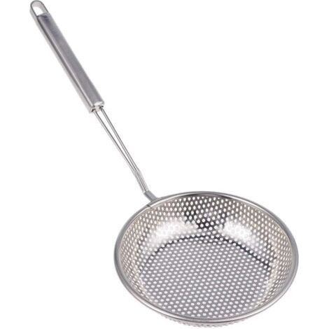 Schaumlöffel aus Edelstahl, ergonomisches Küchensieb, 4 bis 20 cm, silberfarben