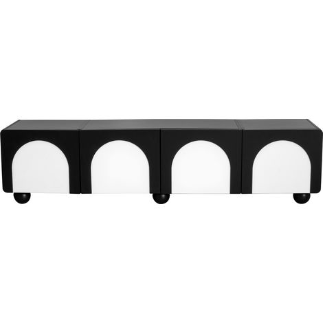 Mueble TV con 2 cajones y 2 puertas, 180 x 38 x 45 cm, negro y blanco (1/5)