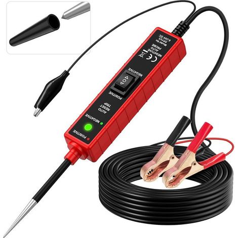 Testeur de circuit électrique, 6-24 V CC, lampe de test automobile 12 V avec cables de 5 m, détecteur de disjoncteur pour tests de continuité pour voiture, SUV, camion (1/4)