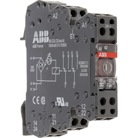 Relais d'interface 230V c.a. / V c.c., 2 RT, montage Rail DIN, série R600 ( Prix pour 1 ) (1/2)
