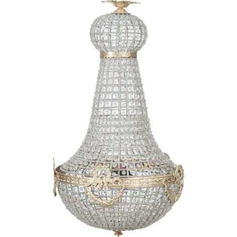 Lustre en Laiton et Cristal Diam. 50xH100 cm - Gemmes - Classique - Lumineux (1/4)