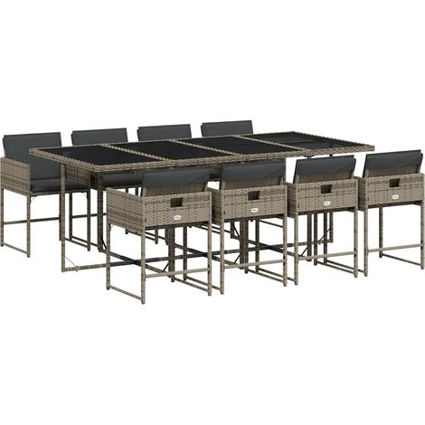 Maison Exclusive - Set comedor jardín 9 pzas y cojines ratán sint (1/5)
