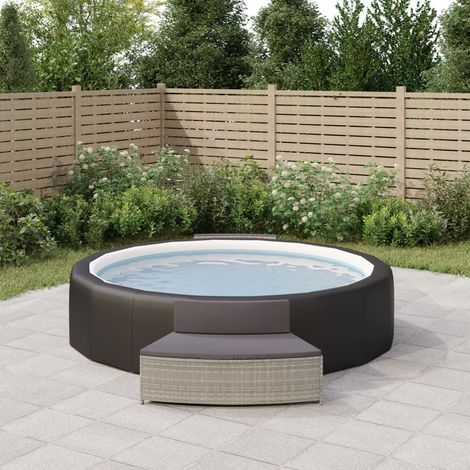 2 pcs Bancs de spa, Marches de spa gris résine tressée NKK40712 (1/5)