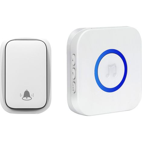 Wireless Doorbell Waterproof Electronic Door Chime Kit with Battery, 38 Melodies 4 Volume Levels for Home, White