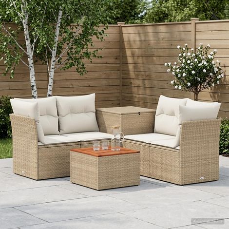 vidaXL Juego de Sofá 6 uds. Beige y blanco crema (1/5)