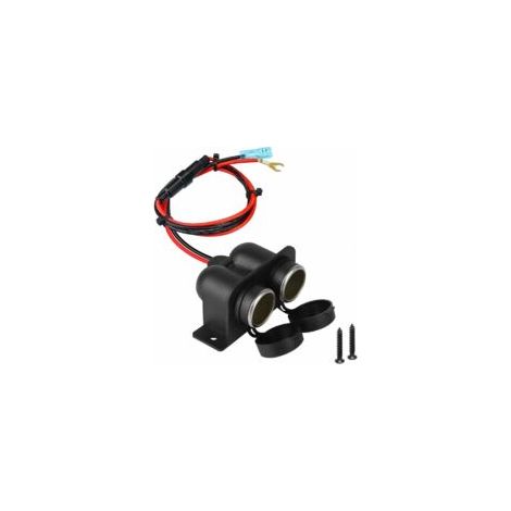 Allume cigare Socket, étanche et anti-poussière 12V / 24V DC Double trou prise allume-cigare Outlet pour Bateau Moto Moto,Avec rallonge de 60 cm et fusible (1/5)