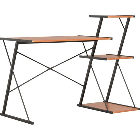 Bureau table poste de travail meuble d'ordinateur informatique étude avec étagère et 116 x 50 x 93 cm noir