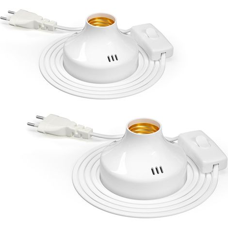 CCYKXALot de 2 Lampe de Chevet Blanche avec interrupteur à câble, douille vintage E27,Lampe de Table pour Bureau, Chambre, Salon, Bureau, Cave,Sans Ampoules (1/5)