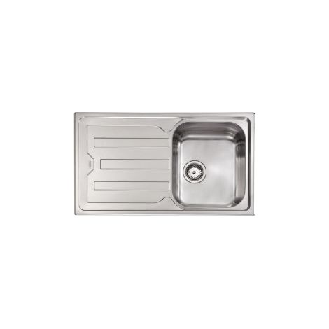 CM 010013DCSSP Cristal Lavello da Incasso 1 Vasca con Gocciolatoio Sinistro 86x50 cm Sopratop colore Inox (1/5)