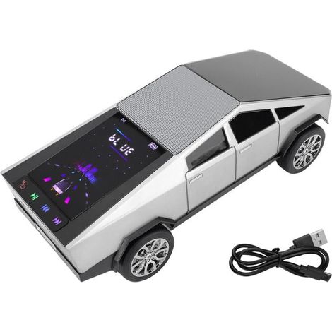 BelleRise - Enceinte pick-up Bluetooth – HD stéréo TWS FM – LED rythme – cadeau auto – argent (1/5)