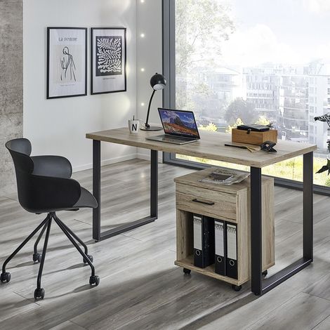 Büromöbel Set 2-teilig HILLSTON-43 mit 120cm Schreibtisch in San Remo Eiche (1/4)