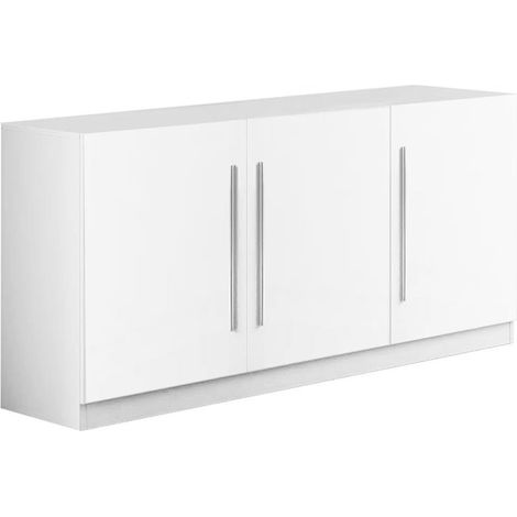 CLARK - Buffet 3 Portes Moderne Laqué Blanc Poignées en Métal (1/3)