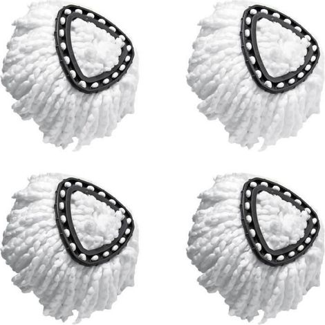 Antoble Lot de 4 têtes de rechange pour balai à franges Vileda Turbo en microfibre Blanc[627] (1/4)