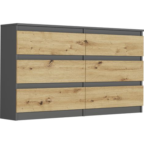 Schlafzimmerkommode mit Schubladen Anthrazit Mix Artisan, 140 x 30 cm - Modern R140 (1/5)