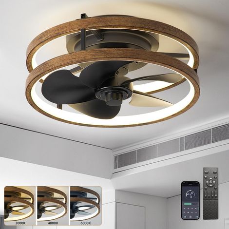Ventilateur de plafond intelligent avec lumière, télécommande/contrôle APP, ventilateur LED à intensité variable, 3000-6000K, 6 vitesses, 33 cm (1/5)