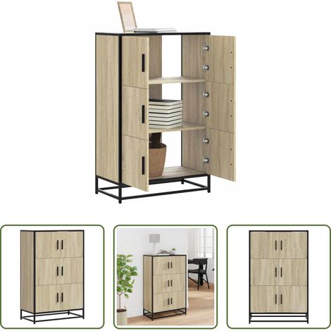 Hochschrank Metall - Highboard Sonoma-Eiche 68x35x106,5 cm Holzwerkstoff Metall (1/5)