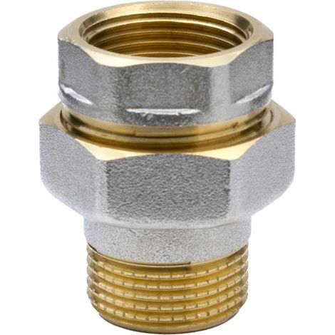 "RACCORDO DIRITTO 3 PEZZI MASCHIO/FEMMINA IN OTTONE NICHELATO 1""""1/4"