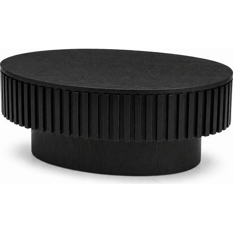 Mesa de café ovalada con ranuras 98cm y almacenamiento oculto (1/5)