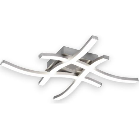 Plafoniera lampadario moderno elegante led bianco 5W con 4 strisce di luce intrecciate da interno Route - Nichel opaco (1/5)