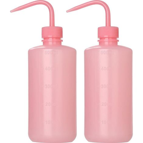 2 Bouteilles 500 ml, bec courbé, polypropylène, graduées, arrosage plantes, nettoyage laboratoire (1/5)