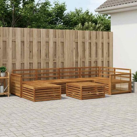 vidaXL Outdoor Sofa Set 7 pcs Natural (1/5)