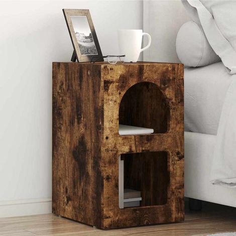vidaXL Table de chevet 2 pcs Chêne fumé 29,5 x 33,5 x 50 cm